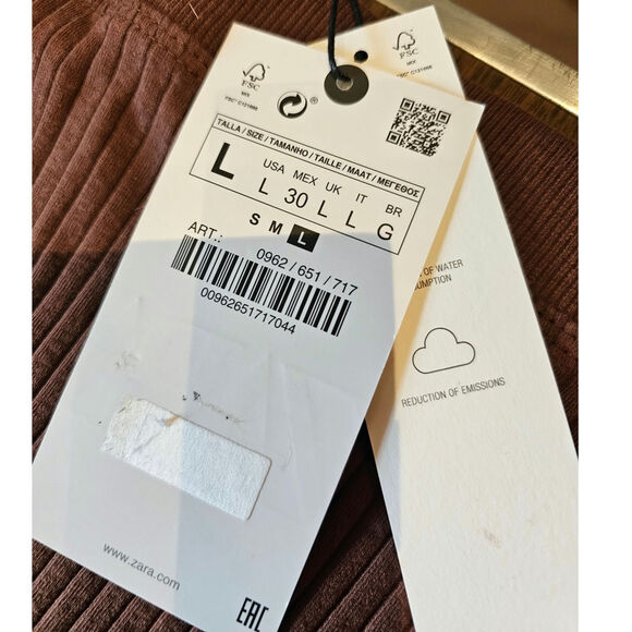 NWT Zara Ribbed Long Skirt Womens Size Large Brown Stretch Midi Maxi w Slit (b4) - Picture 4 of 8